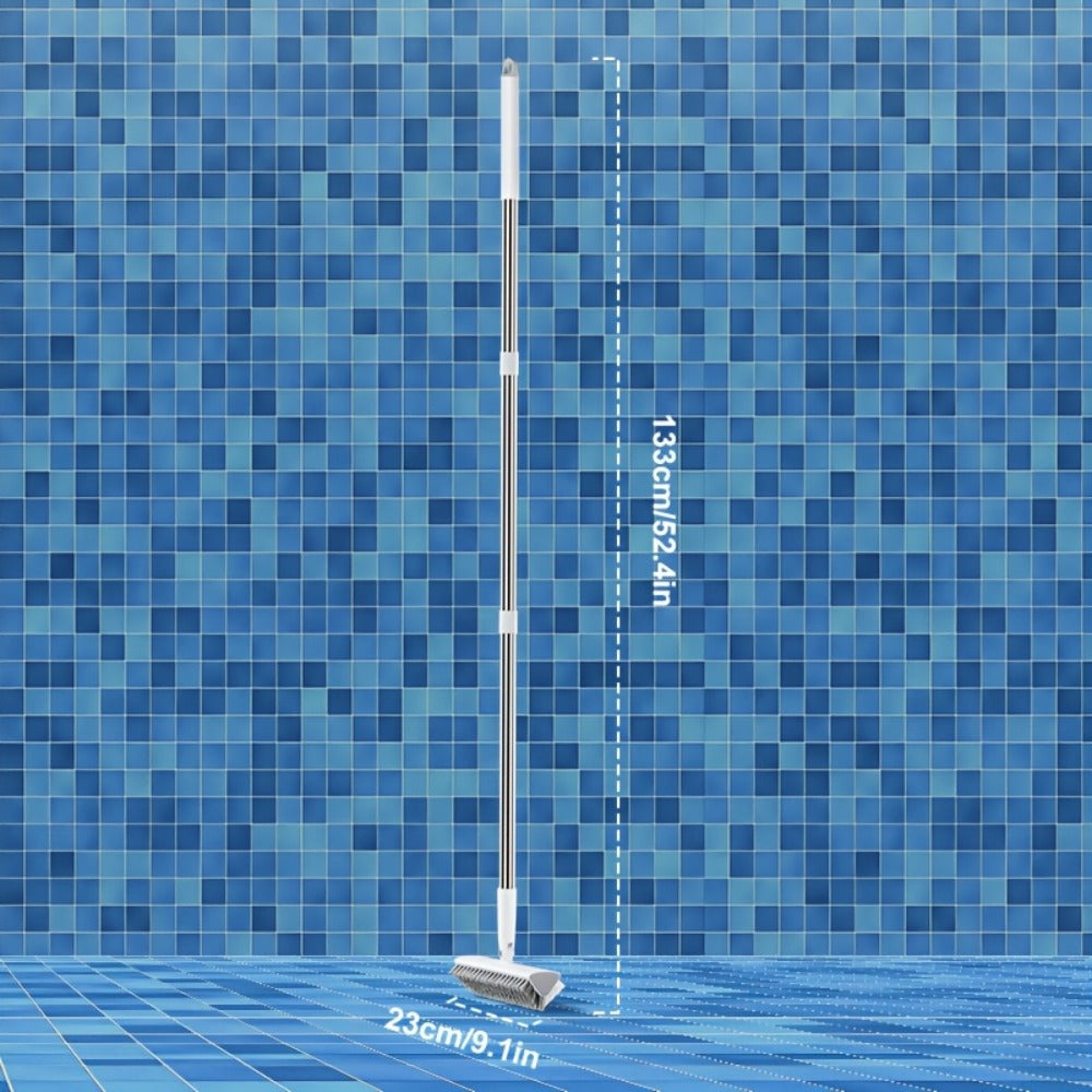Cleaning Brush with Long Handle 180¡ã Rotating Double-Sided Stiff Bristles Floor Scrub Brush for Bathroom Kitchen Patio Tile Shower Outdoor Heavy Duty Multi-Purpose Scrubber with Stainless Steel Handle