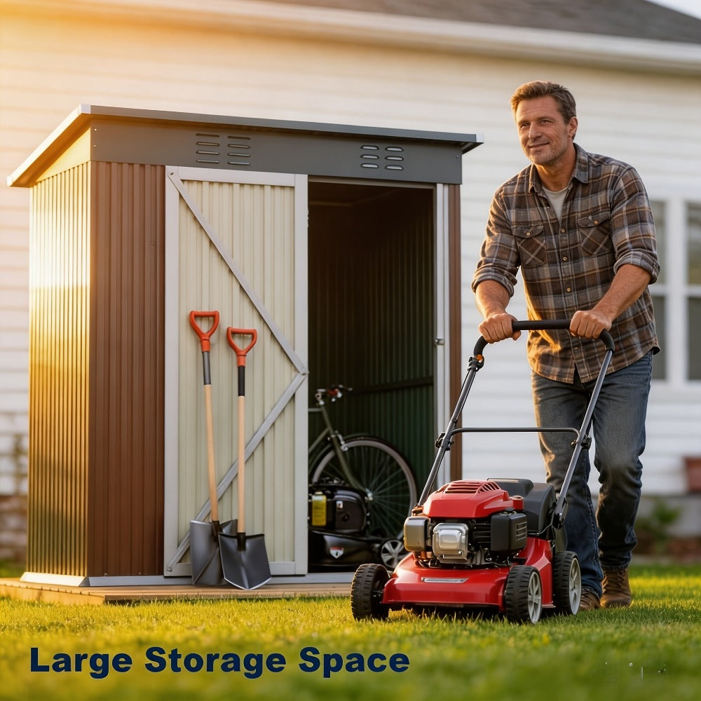 Outdoor Storage Shed 5x3ft Metal Garden Shed for Outside Tool Storage & Organization, Waterproof Backyard Storage House