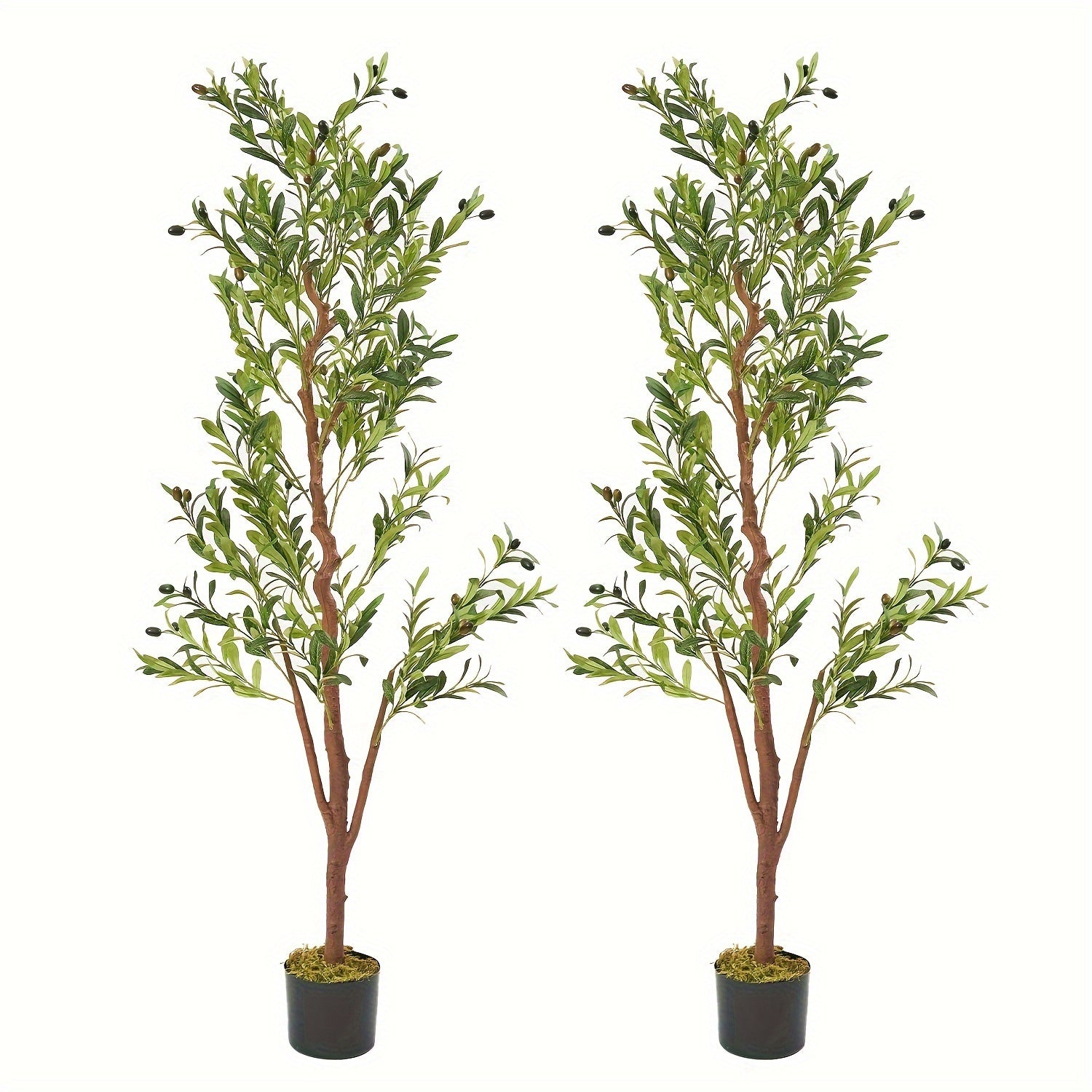 Artificial Olive Tree Large Faux Indoor Tree with Pot ¨C Realistic 5FT 6FT 7FT Multi-Trunk Fake Olive Tree with Leaves & Fruits for Living Room Home Office Entryway Decor