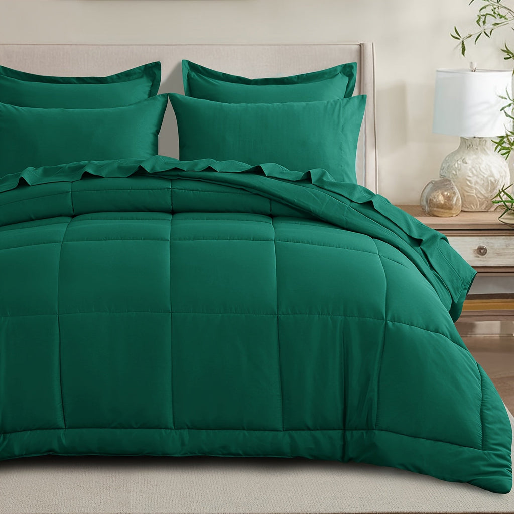 7 Piece Comforter Set Luxury Soft Fluffy Bedding All Season Bed in a Bag with Comforter Fitted Sheet Flat Sheet Pillowcases Hypoallergenic Breathable Easy Care Queen King Twin XL Full