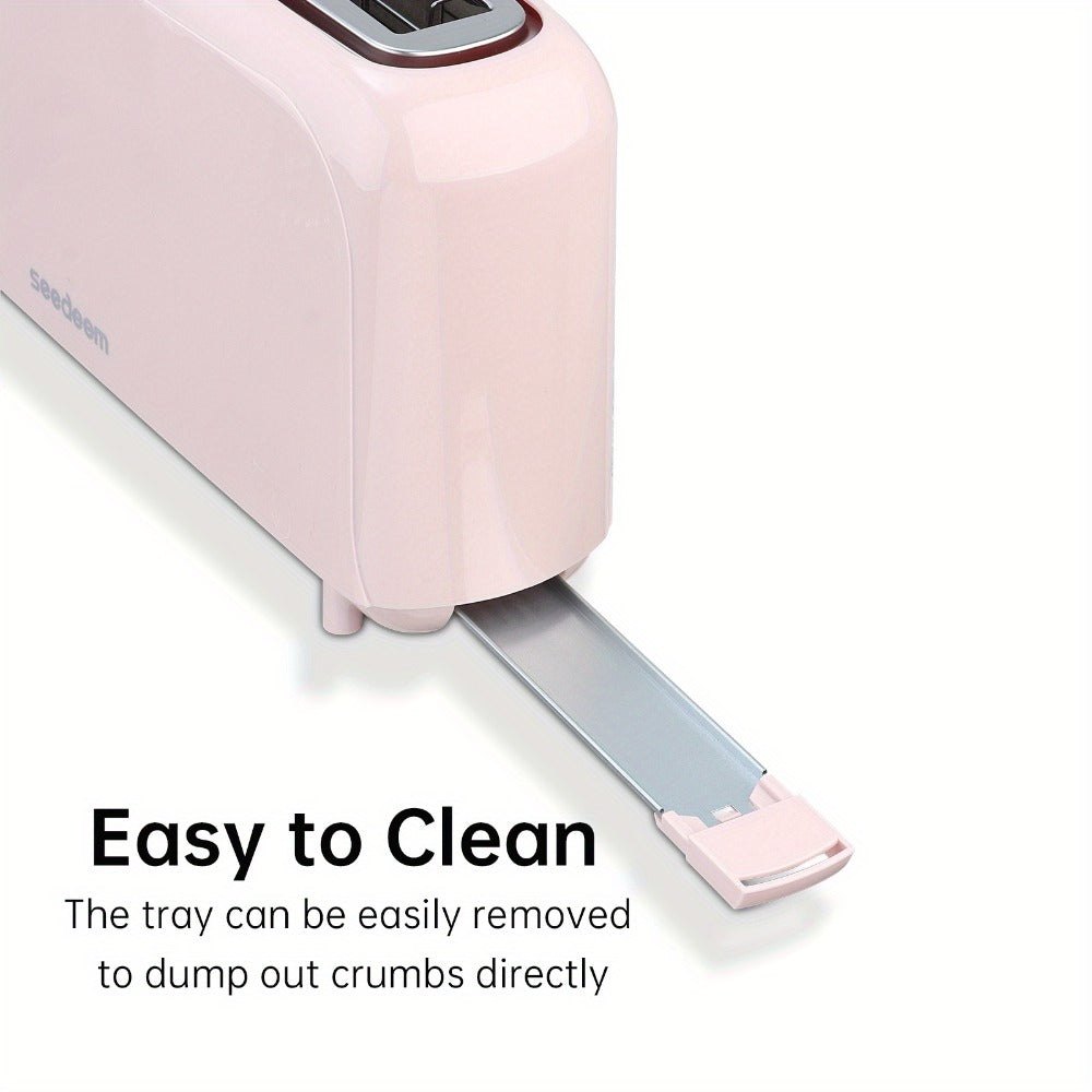 Slim Toaster 2-Slice ¨C SEEDEEM 6-Setting Shade Control, Cancel, Reheat & Defrost, Removable Crumb Tray, 750W Compact Fits-Anywhere Design for Bread, Waffles & Bagels, 6 Colors Available