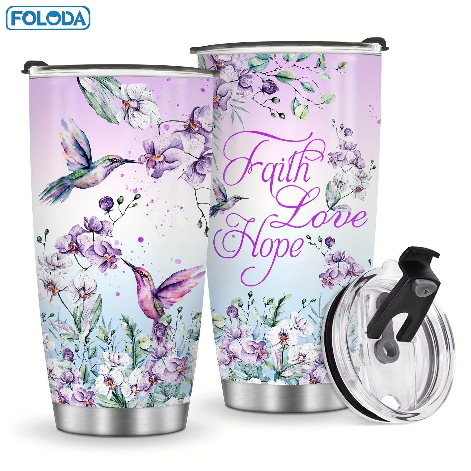 Hummingbird Flower Vacuum Insulated Travel Tumbler 20oz ¨C Gift for Mom Grandma Sister Daughter Birthday Valentine's Day