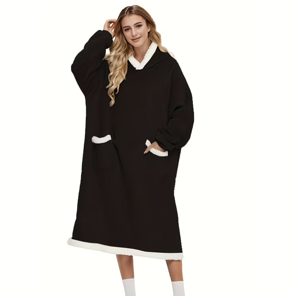 Hooded Wearable Blanket ¨C Double-Sided Flannel Suede Hoodie Blanket for Women & Men, 500gsm Oversized Warm Cozy Sweatshirt