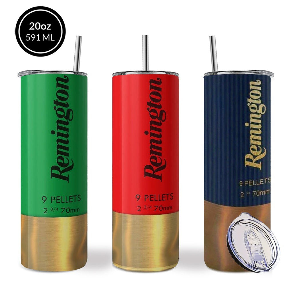 Coffee Tumbler 20oz Bullet Hunting Design Stainless Steel Insulated Cup with Lid & Straw Travel Mug Hot Cold Drinks Gift for Men Birthday Father's Day Halloween