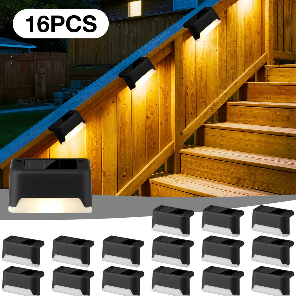 Solar Step Lights IP65 Waterproof ¨C LED Deck Lights for Outdoor Stairs, Fence & Pathway, Auto On/Off Dusk to Dawn, 12-Hour Night Lighting for Garden, Patio, Driveway & Commercial Spaces