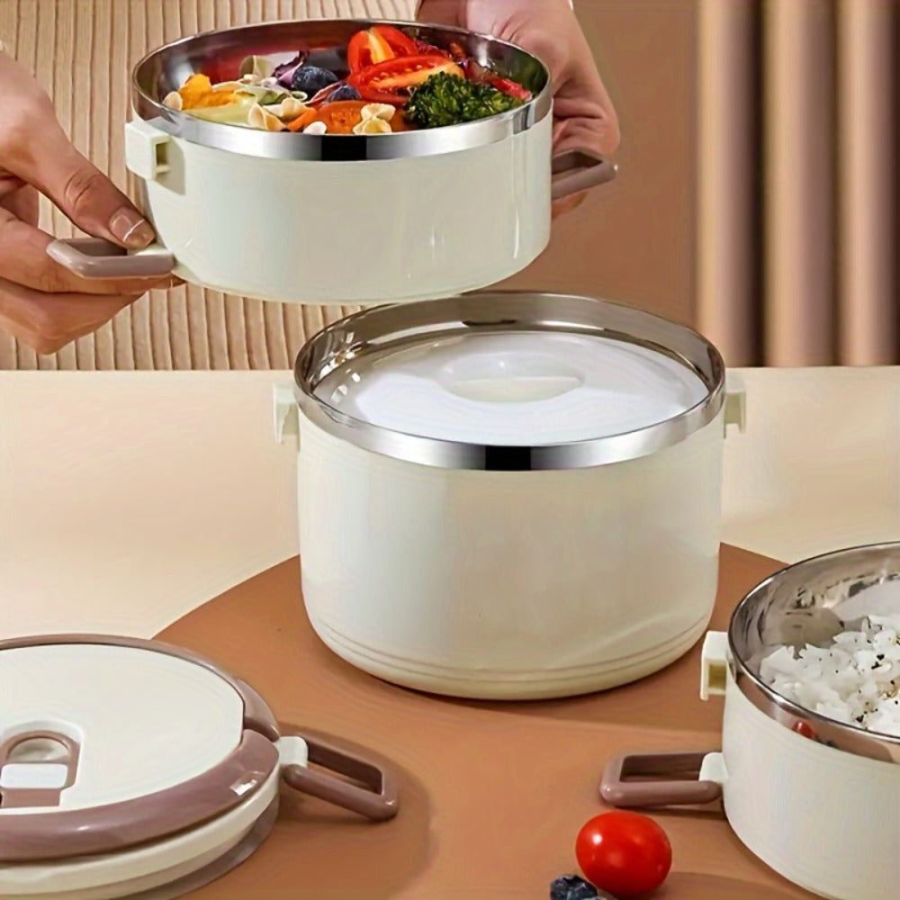 4 Layer Stainless Steel Lunch Box with Lid - Large Capacity Stackable Bento Box Set with Carry Bag and Cutlery for Camping Picnic School Office and Outdoor Adventures, Portable Reusable Food Storage Container