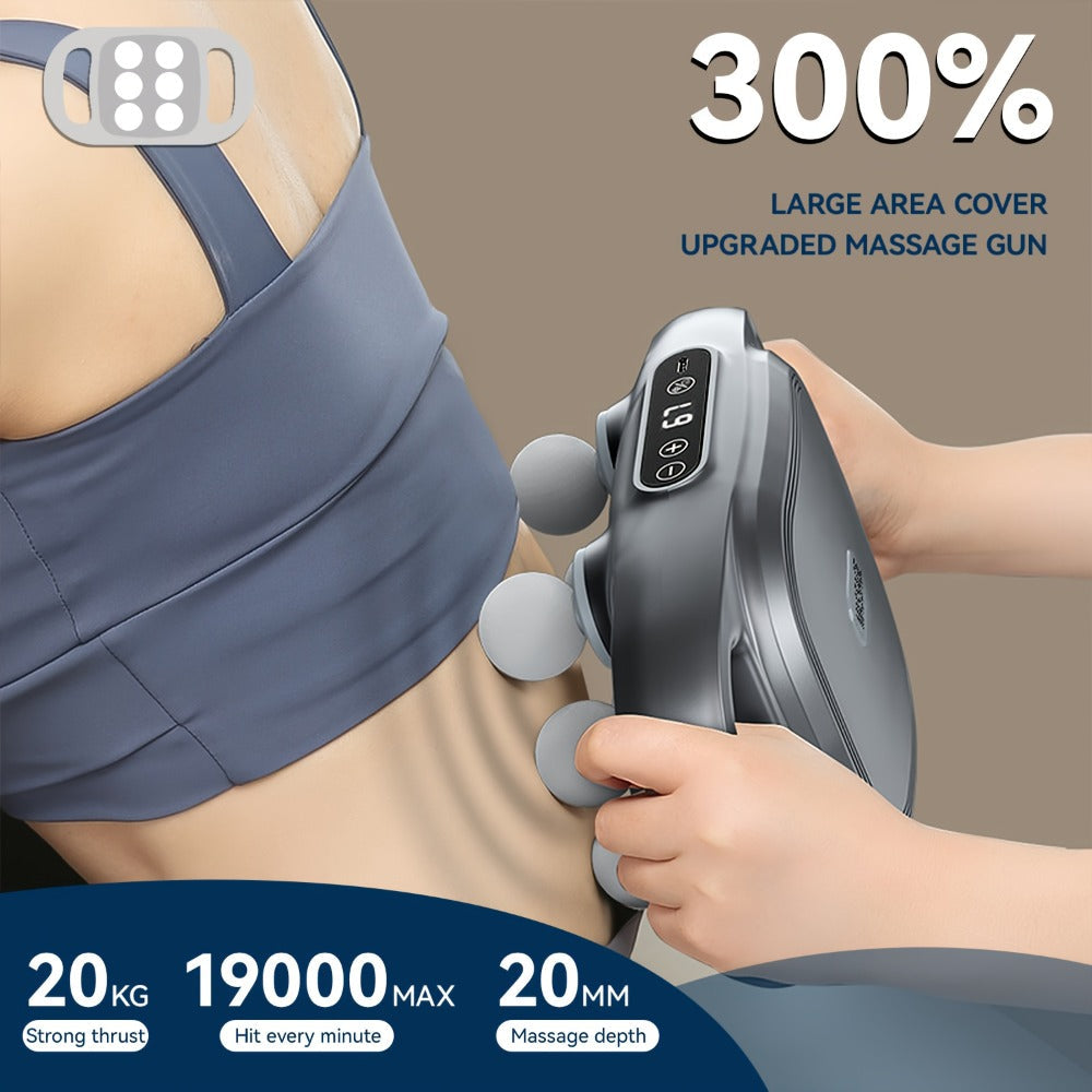 Tapping Massage Gun with 6 Interchangeable Heads ¨C USB Rechargeable Handheld Deep Tissue Vibration Massager for Back, Neck, Shoulders, Legs & Full Body Muscle Relaxation, Professional Home Massager