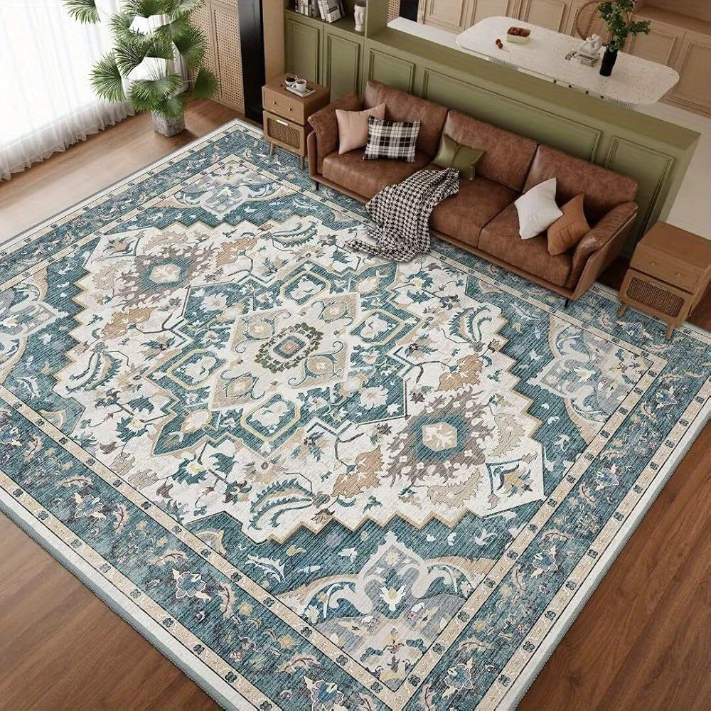 Area Rug Boho Vintage Washable Non-Slip Rug for Living Room Bedroom Traditional Woven Carpet Home Decor