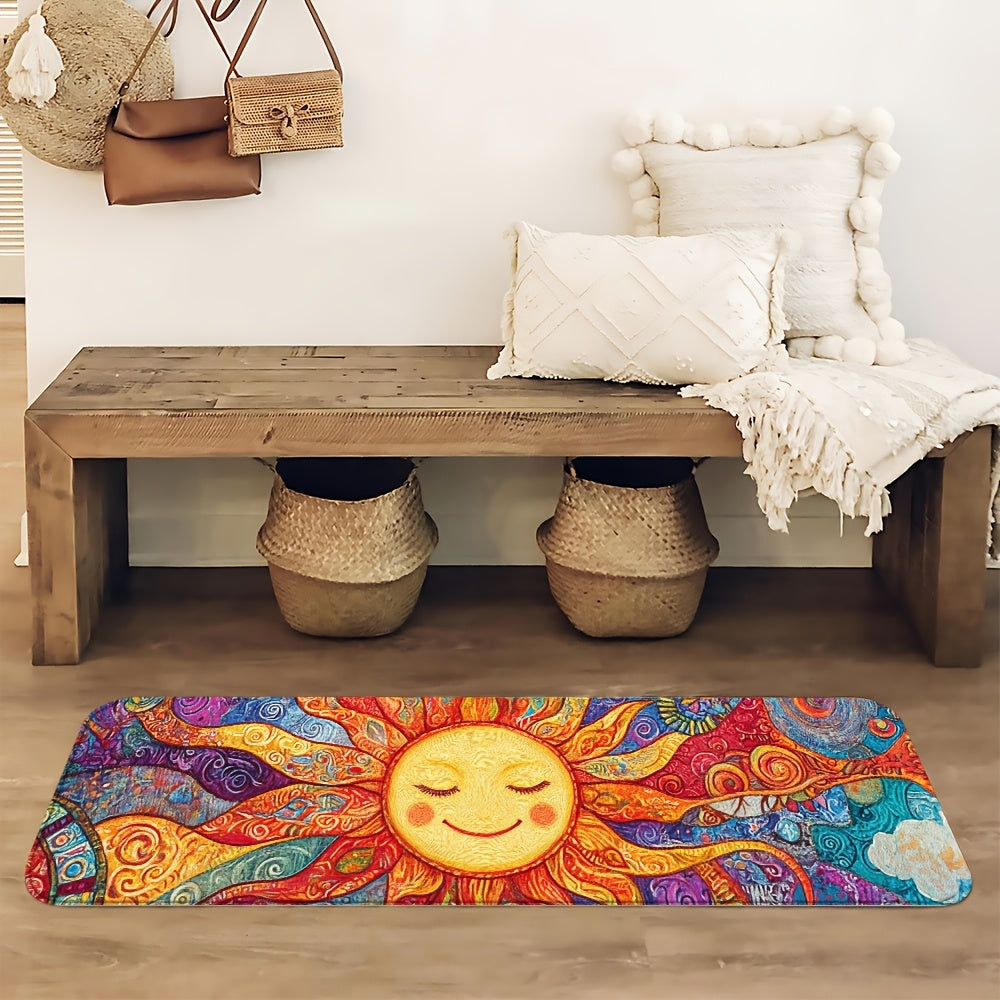 Boho Runner Rug Mandala Non-Slip Washable Soft Polyester Kitchen Hallway Mat Sun Totem Colorful Pattern Living Room Bathroom 5 Designs