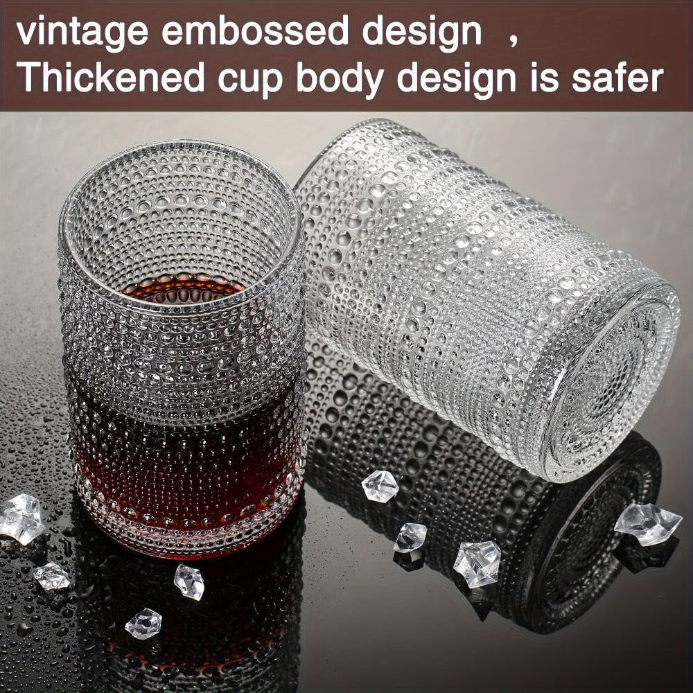 Hobnail Drinking Glasses Set of 6 ¨C 13 Oz Large Clear Glass Cups for Water, Wine & Cocktails