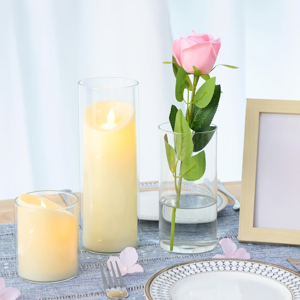 Clear Cylinder Glass Vases Set Wedding Centerpieces Home Decor