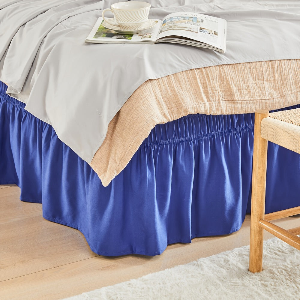 Ruffled Bed Skirt with Adjustable Elastic - Twin Full Queen King, 15-Inch Drop, Machine Washable, 30 Colors