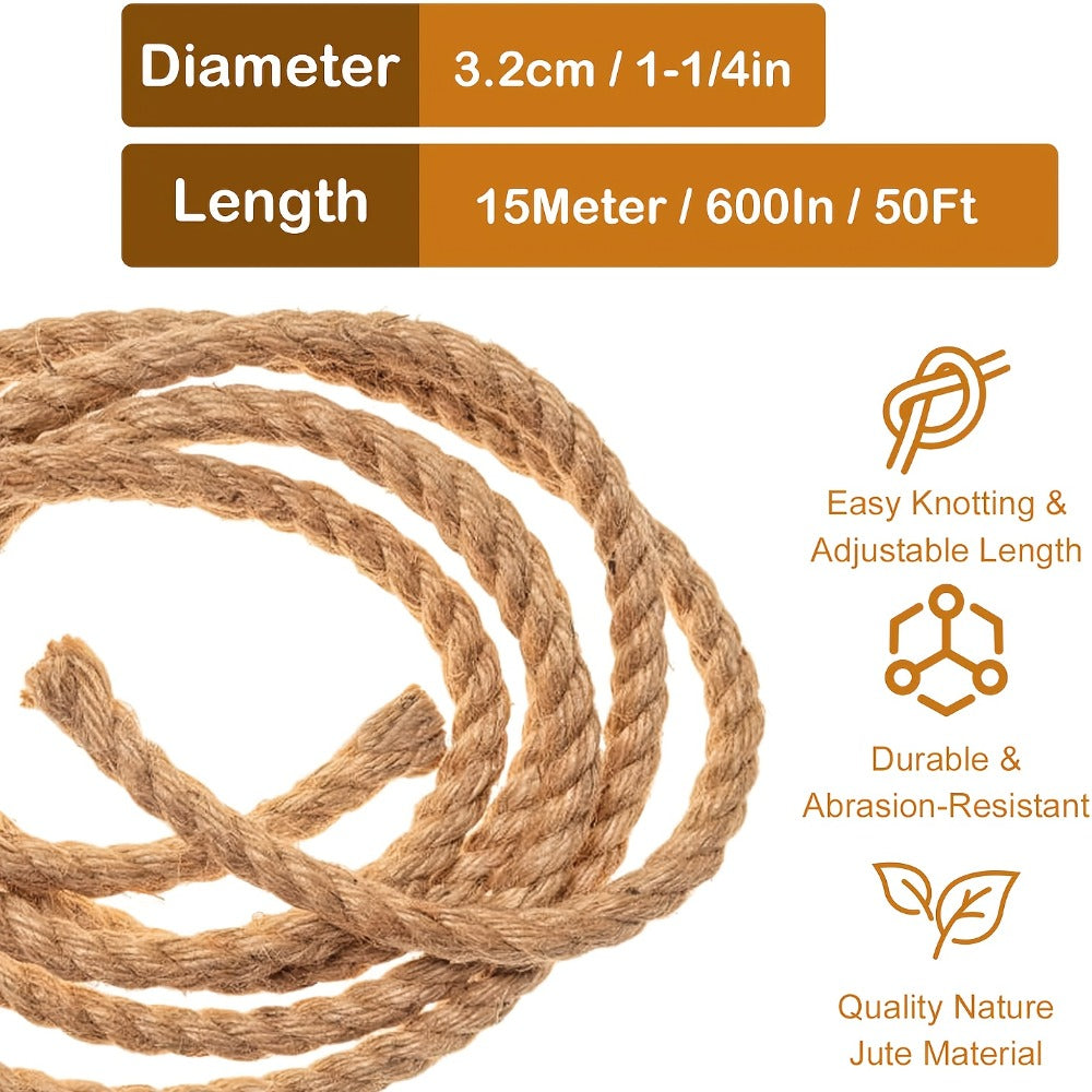 Manila Rope Natural Jute Twisted Hemp Rope ¨C 3/4¡± 1¡± 1-1/4¡± 1.5¡± Thick Heavy Duty Outdoor Rope for Swing Bed Hammock Railing Crafts Tug of War Landscaping Gardening Bundling Home Decor