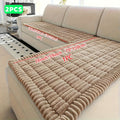 Jacquard Couch Cover Set of 2 Solid Color Corduroy Plush Thick Soft Non-Slip Machine Washable Pet Friendly for 2 3 4 Seat Sectional Sofa Living Room Bedroom