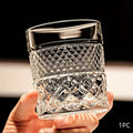 Italian Embossed Whiskey Glass ¨C Handcrafted XO Cocktail Tumbler | Aesthetic Roostertail Bar Beer Water Glass for Home Bar Gifting Party