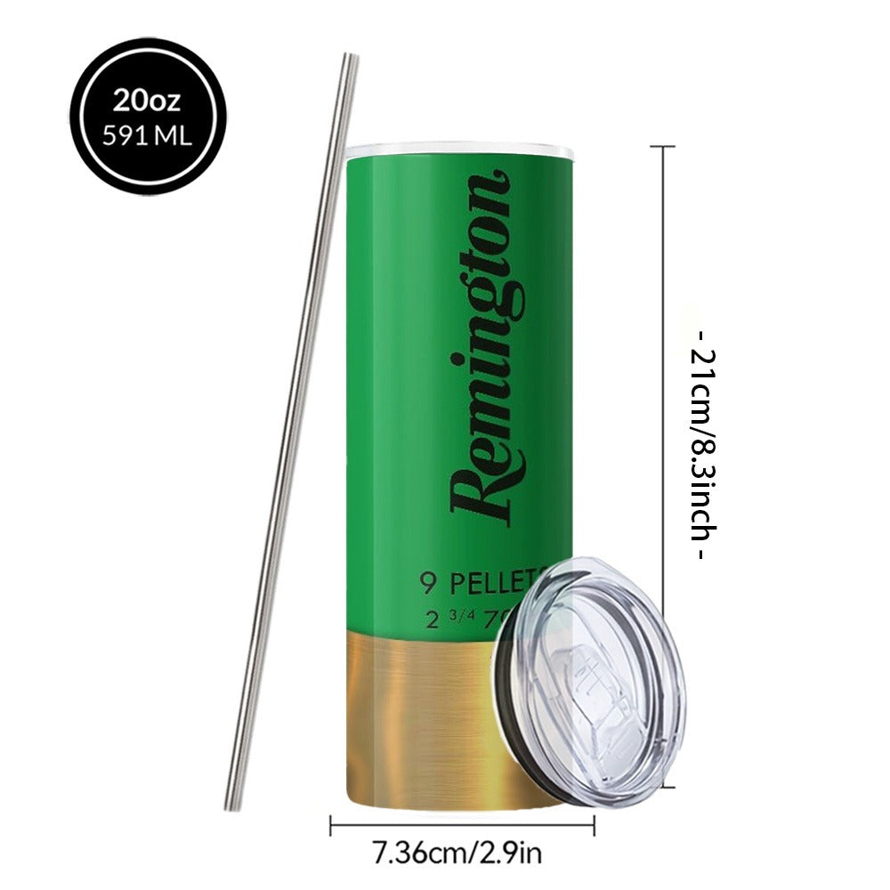 Coffee Tumbler 20oz Bullet Hunting Design Stainless Steel Insulated Cup with Lid & Straw Travel Mug Hot Cold Drinks Gift for Men Birthday Father's Day Halloween
