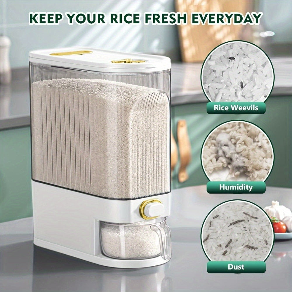 Rice Storage Container with Measuring Cup & Time Markings ¨C Large Capacity 11/22LB Airtight Grain Dry Food Pantry Kitchen Organizer