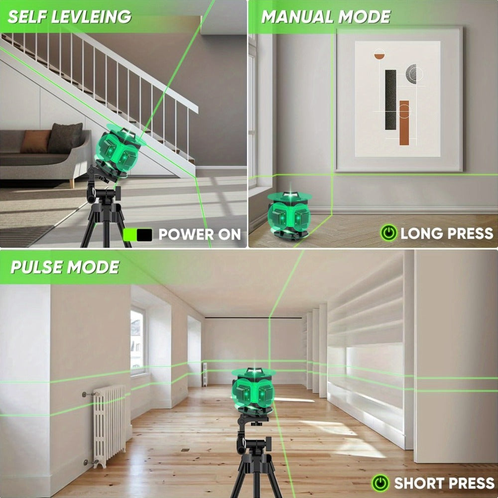 16-Line 4D Laser Level 360¡ã Self-Leveling Cross Line Laser with Rechargeable Battery ¨C Professional Rotary Laser for Construction, Tiling, Framing & Interior Alignment