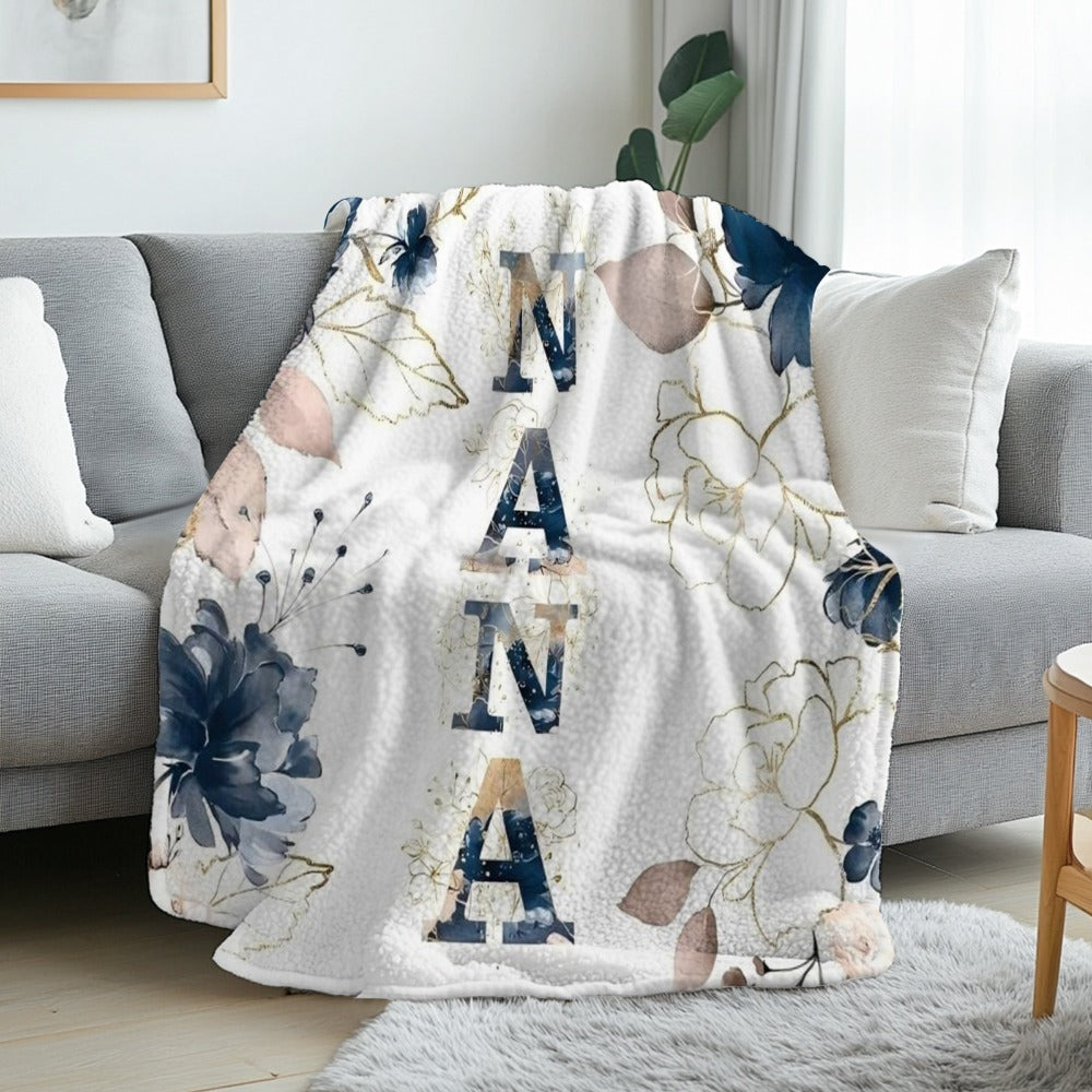 Floral Flannel Blanket ¨C 280gsm Soft Warm Elegant Flower Print Bedspread for Sofa, Bed & Living Room, Machine Washable, 3 Sizes