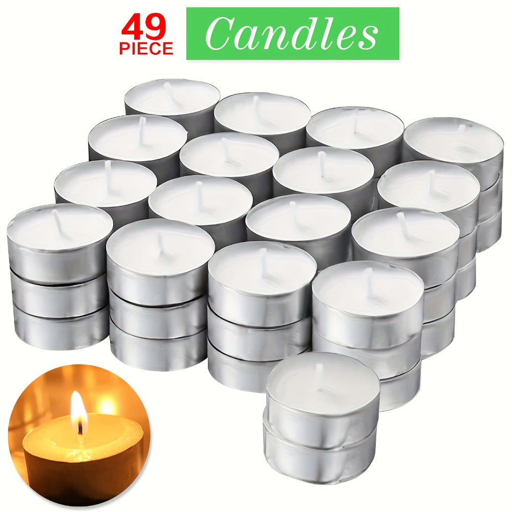 Tea Light Candles Unscented White - 49 or 99 Pack Smokeless Wax Tealights 2.5 Hour Burn for Weddings, Christmas, Halloween, Birthday Party & Holiday Home Decor