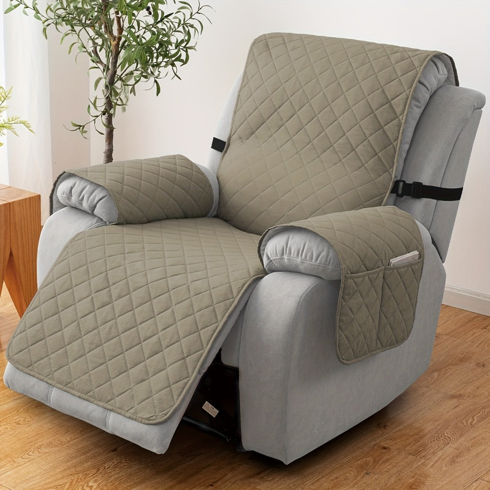 Chenille Knit Recliner Chair Cover Non-Slip Elastic Straps Drawstring Closure Pet Furniture Protector for Large Recliner 8 Colors