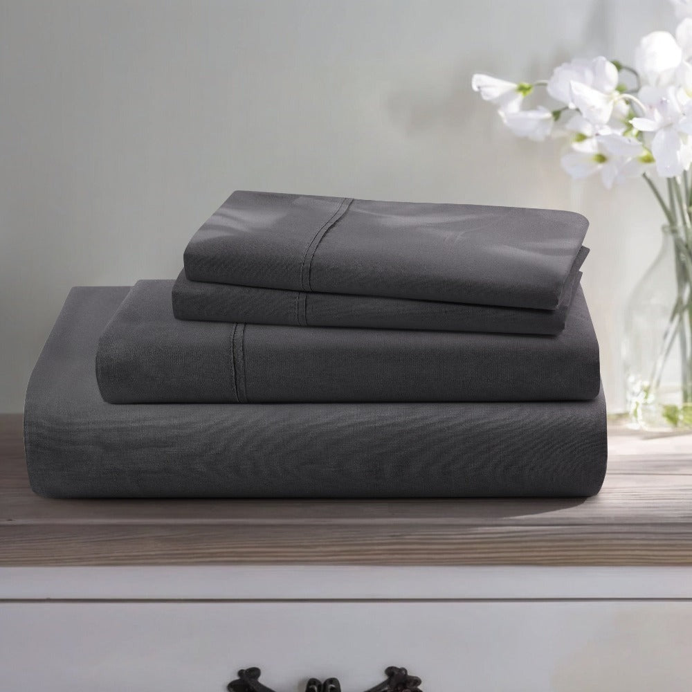Egyptian Cotton Sheet Set 1000 Thread Count - Deep Pocket Fitted Sheet, Sateen Weave, Breathable Soft Bedding Set for King Queen Full Twin