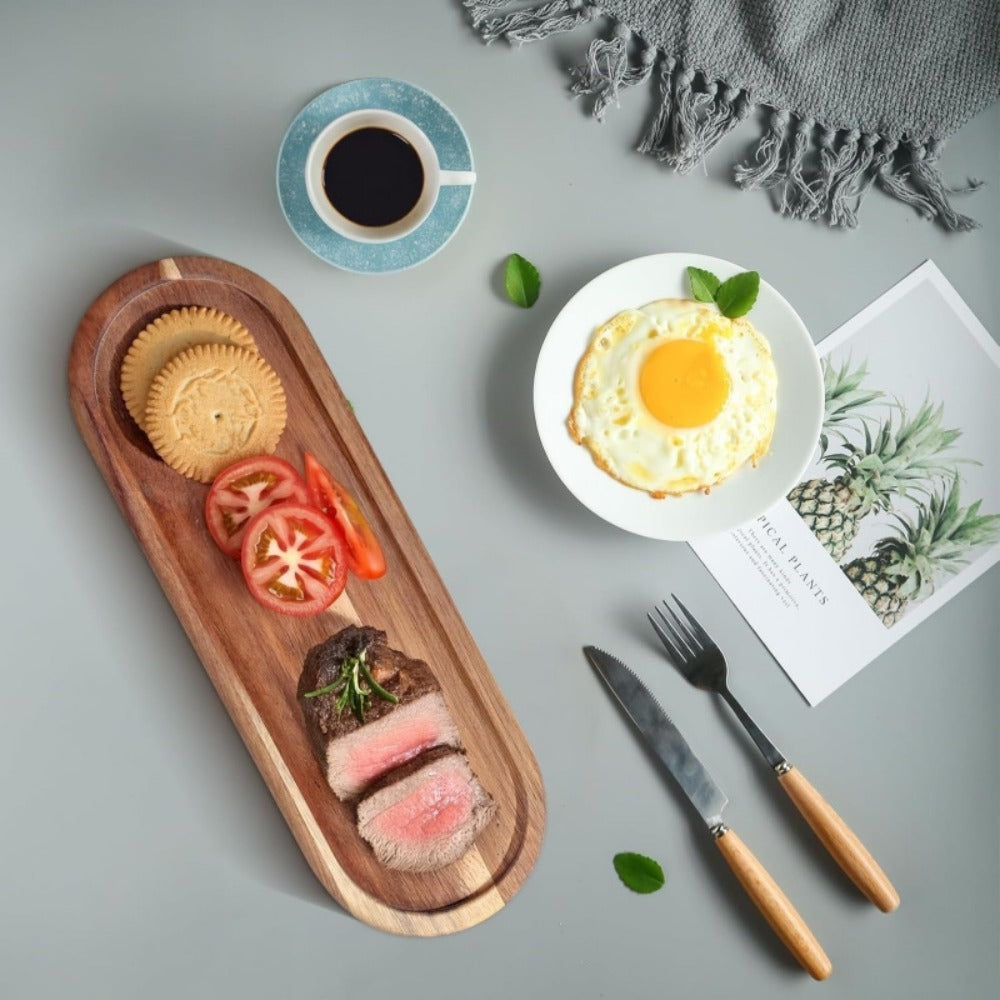 Wood Serving Tray Set ¨C Oval Wooden Charcuterie Boards & Serving Platters for Cheese, Snacks, Bread, Fruit & Appetizers ¨C Party, Buffet, Barbecue & Kitchen Decor