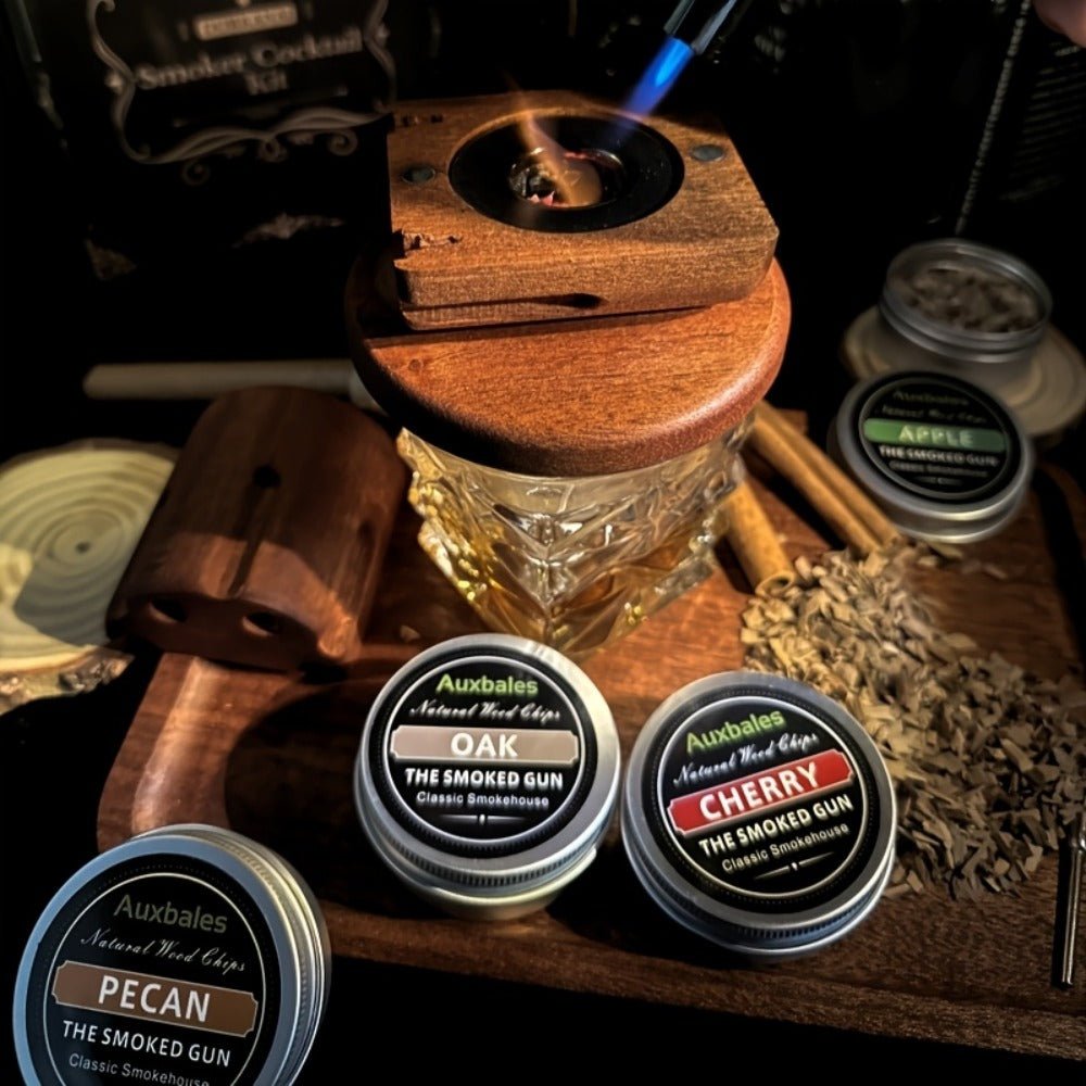 Whiskey Smoker Kit with 4 Wood Chip Flavors & Filters ¨C Cocktail Smoker Set, Whiskey Gifts for Men, Dad, Birthday, Father's Day, Christmas (No Butane)