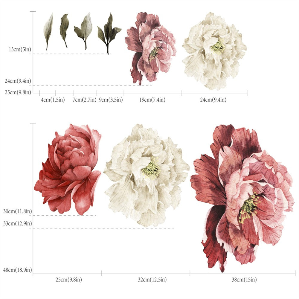 Peony Flower Window Glass Sticker ¨C Anti-Collision Waterproof Decorative Glass Film, European Floral Wall & Window Decal for Home Decor, 17.7 x 47.2 Inches (2 Styles)
