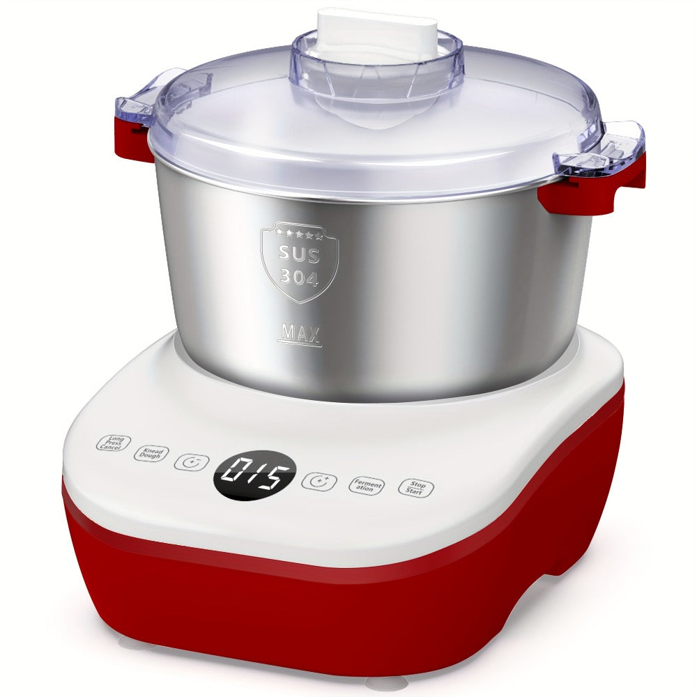 Electric Dough Maker 7Qt with Fermentation Function - 250W Dough Kneading Machine, 304 Stainless Steel Bowl, Microcomputer Timer, Constant Temperature Ferment, for Bread Pizza Pasta Dumplings, Red/White