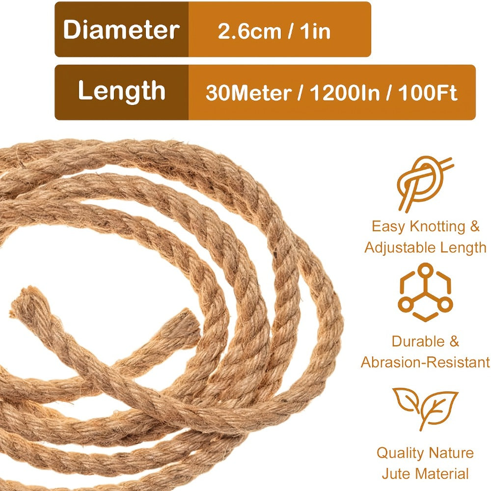 Manila Rope Natural Jute Twisted Hemp Rope ¨C 3/4¡± 1¡± 1-1/4¡± 1.5¡± Thick Heavy Duty Outdoor Rope for Swing Bed Hammock Railing Crafts Tug of War Landscaping Gardening Bundling Home Decor