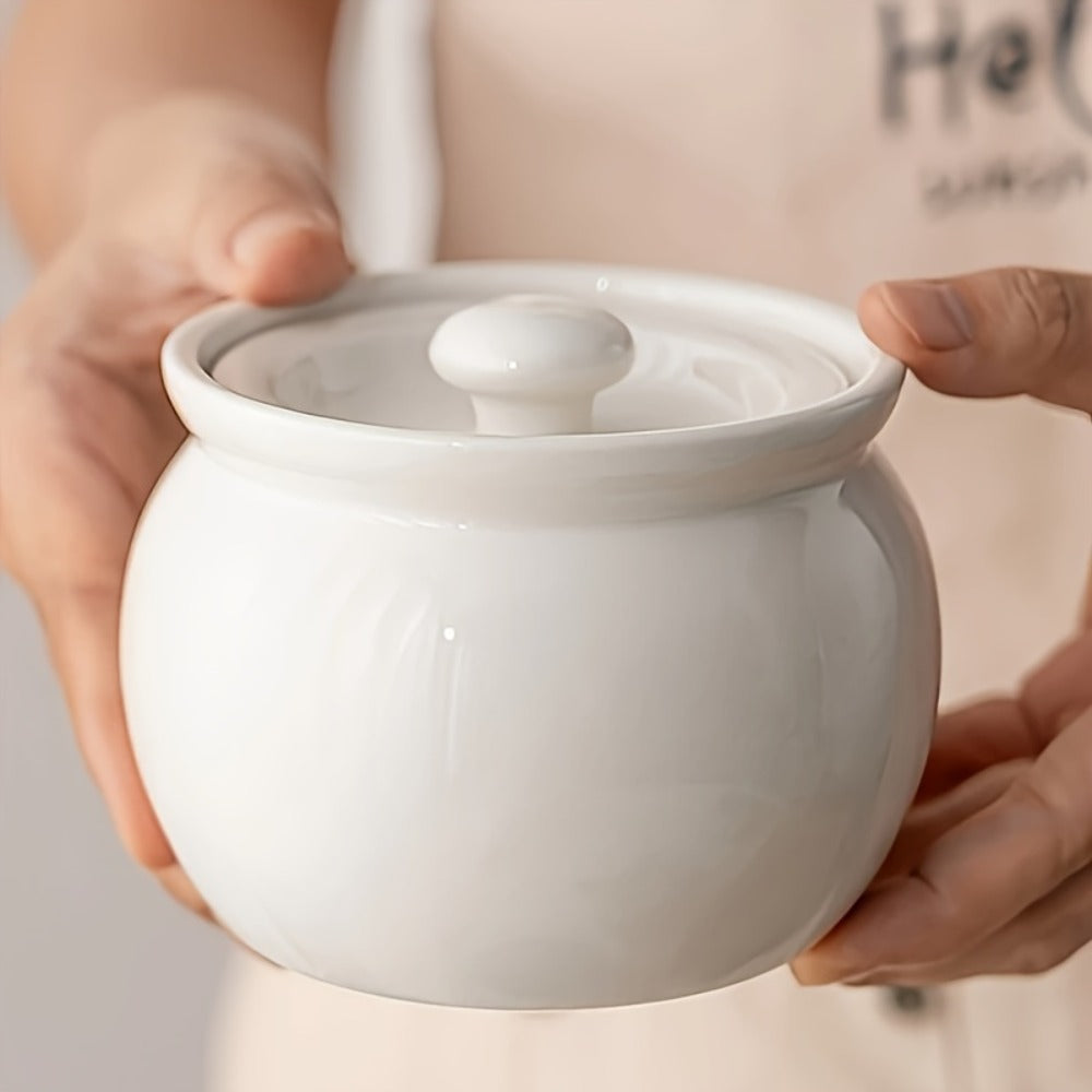 Ceramic Steam Stewing Pot - Water-Separated Clay Pot for Soups, Stews & Slow Cooking, Household Steaming Pot with Lid for One Person, Heat-Resistant Soup Pot for Stovetop & Kitchen Use