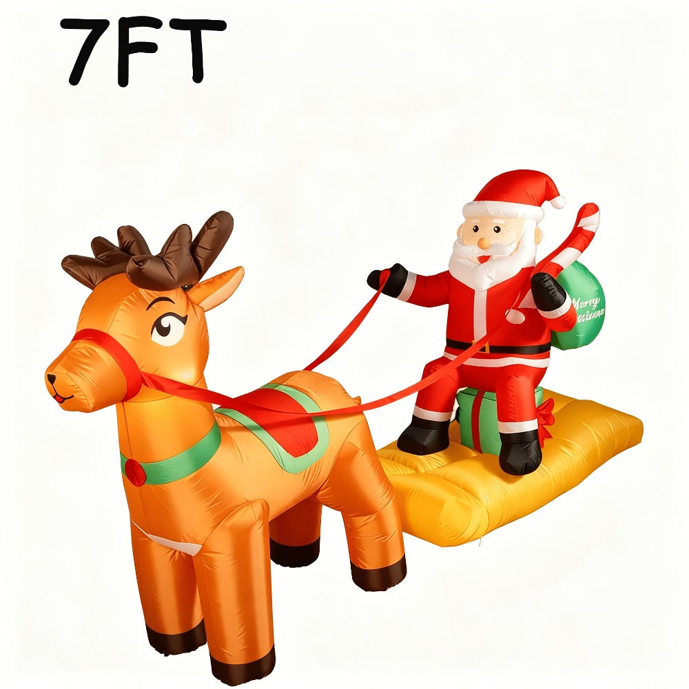 Christmas Inflatable Decoration with LED & Music ¨C Head-Shaking Santa Claus on Polar Bear or Snowman, 7FT Blow Up Yard Decor with Recording Function, IP55 Outdoor Garden Lawn Party