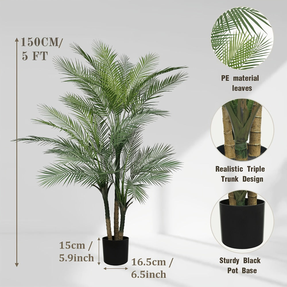 Artificial Palm Tree Fake Indoor Plant ¨C 4/5/6FT Faux Tropical Areca Palm with Realistic Leaves, Planter Options, for Living Room Bedroom Office Patio Home Decor