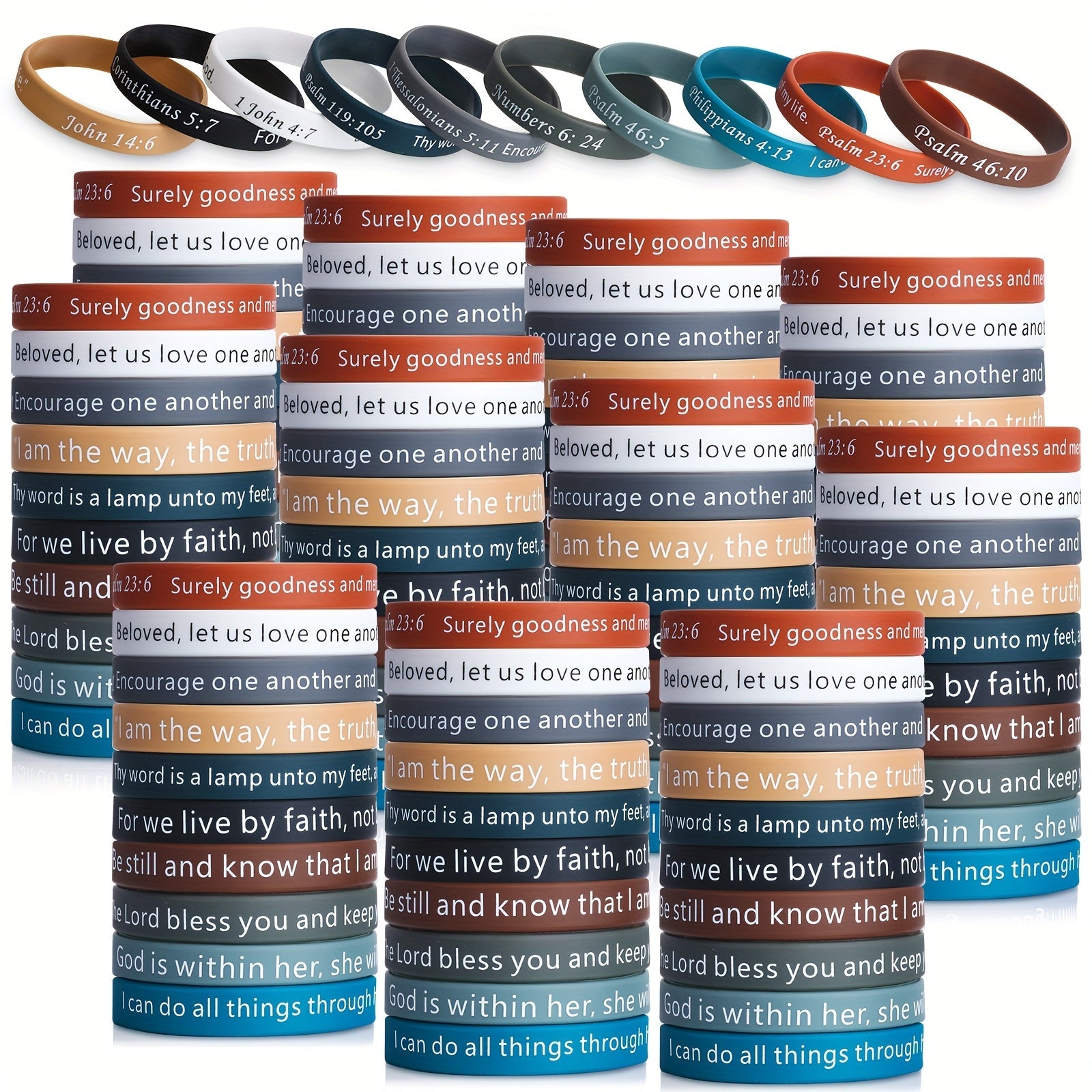 240pcs Bible Verse Silicone Wristbands Bulk ¨C Christian Motivational Bracelets for Baptism, Wedding, Easter, Father's Day Religious Gifts Unisex