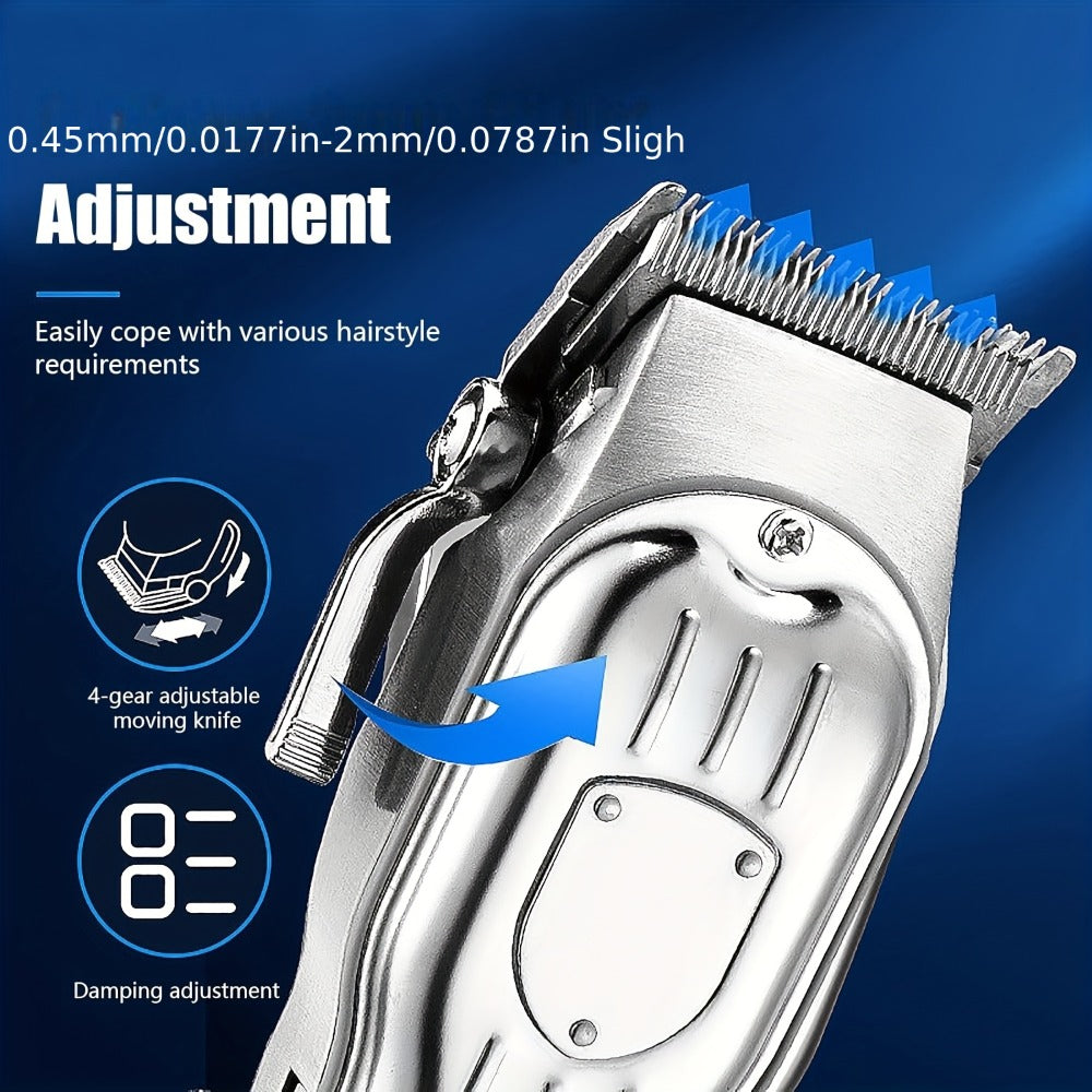 Hair Clipper Set for Men - Professional Cordless Rechargeable Hair Trimmer with LCD Display, Metal Body, Home Haircut Kit, 1 or 2 Piece Set, Father's Day & Birthday Gift for Men