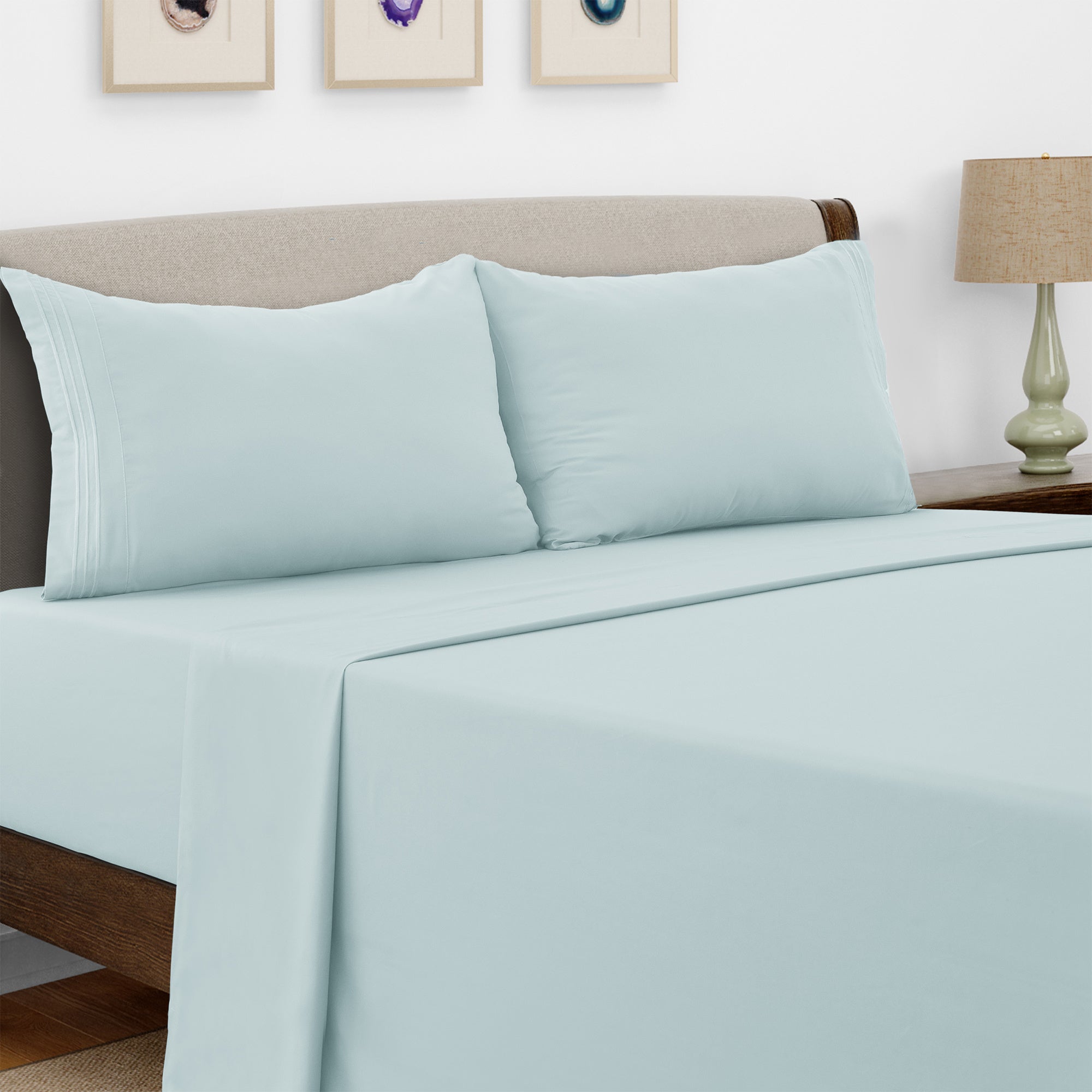 Microfiber Bed Sheet Set 4 Piece - Soft Breathable Deep Pocket 16 inch Fitted Sheet, Flat Sheet & Pillowcases, Wrinkle Fade Resistant Bedding for All Seasons Twin Twin XL Full Queen King Cal King, 24 Colors
