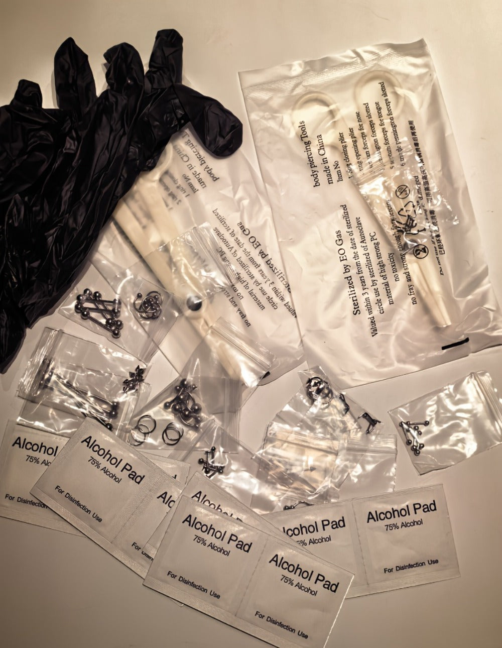 Professional Piercing Kit 120pcs ¨C Complete Body Piercing Set with Stainless Steel Needles, Clamps, Gloves & Jewelry for Ear, Nose, Septum, Belly Button, Lip & Tongue
