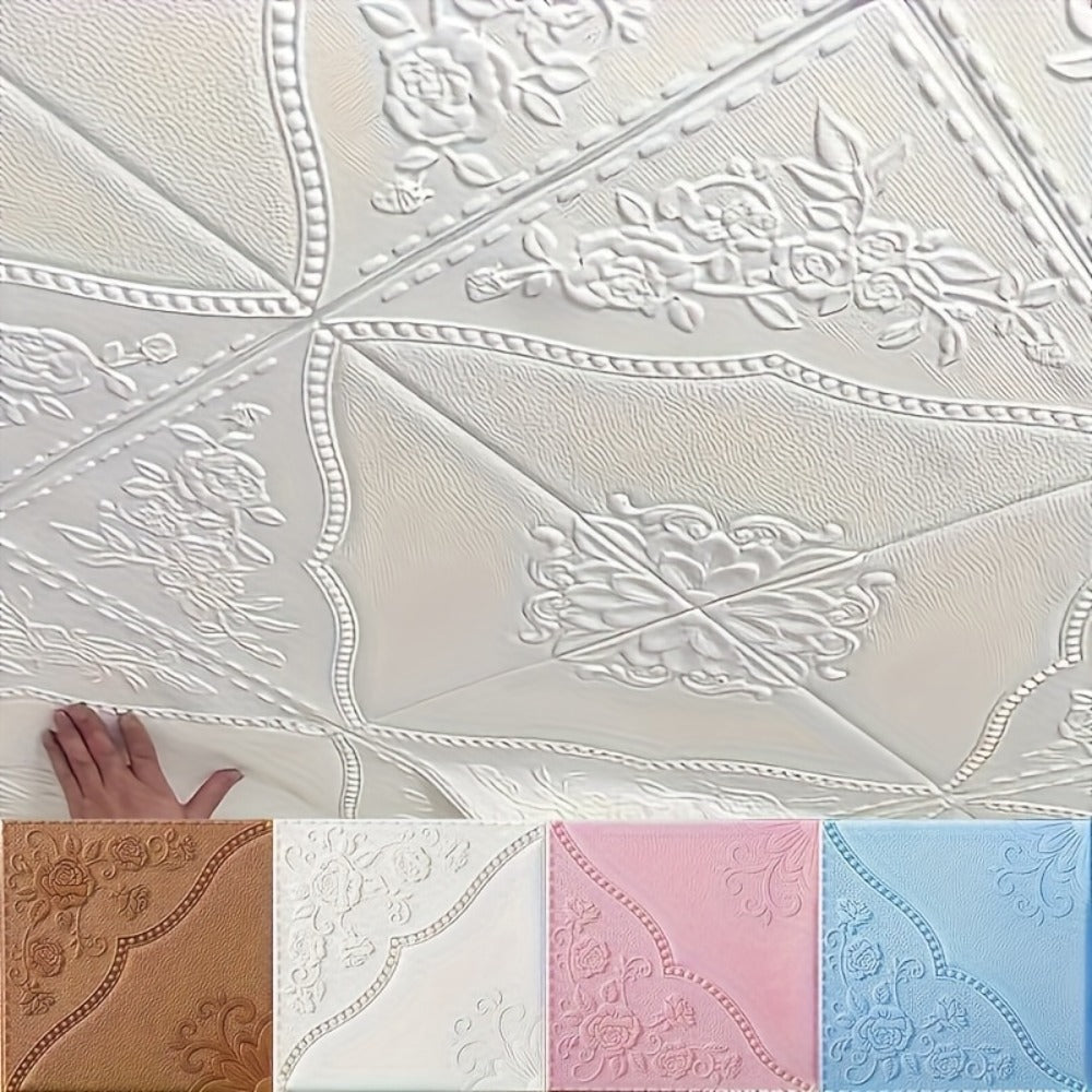Peel and Stick Tile Stickers 13.78x13.78in Self-Adhesive Glam Plaid Pattern Wall Tiles for Kitchen Bathroom Living Room ¨C 50pcs PVC Waterproof Removable Backsplash Decor