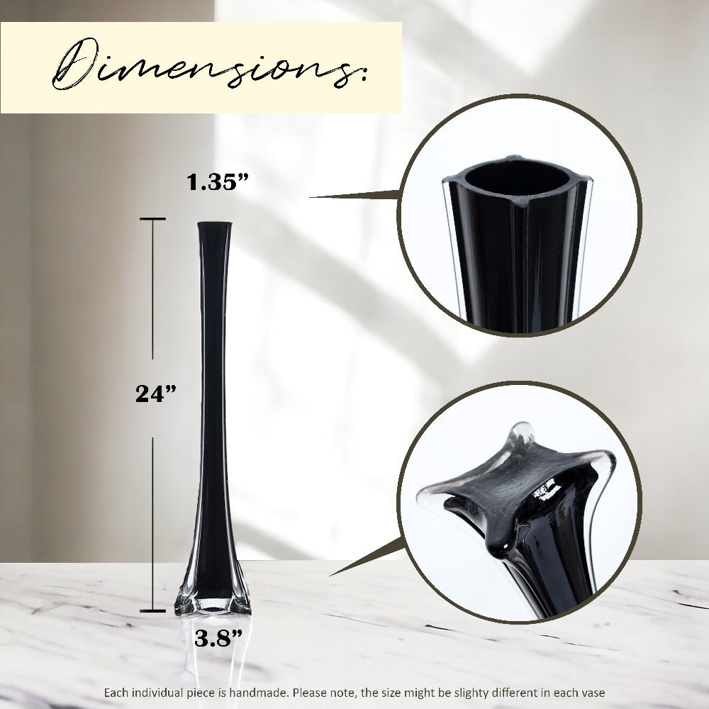 Eiffel Tower Vase Pack of 12 ¨C Tall Glass Flower Vases for Wedding Centerpiece, Event Table Decor, Floral Arrangements & Party Decoration, Clear Black White, 12¡± 16¡± 20¡± 24¡± Sizes