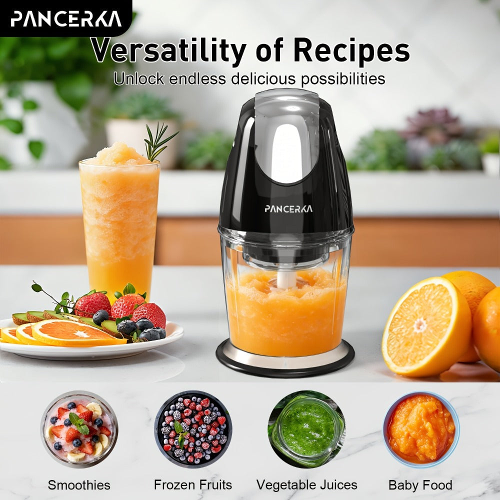 Electric Food Chopper Mini Food Processor ¨C One-Touch 600ml Vegetable Chopper with 4 Stainless Steel Blades, Meat Grinder Blender for Garlic, Fruits, Smoothie, Puree, Black
