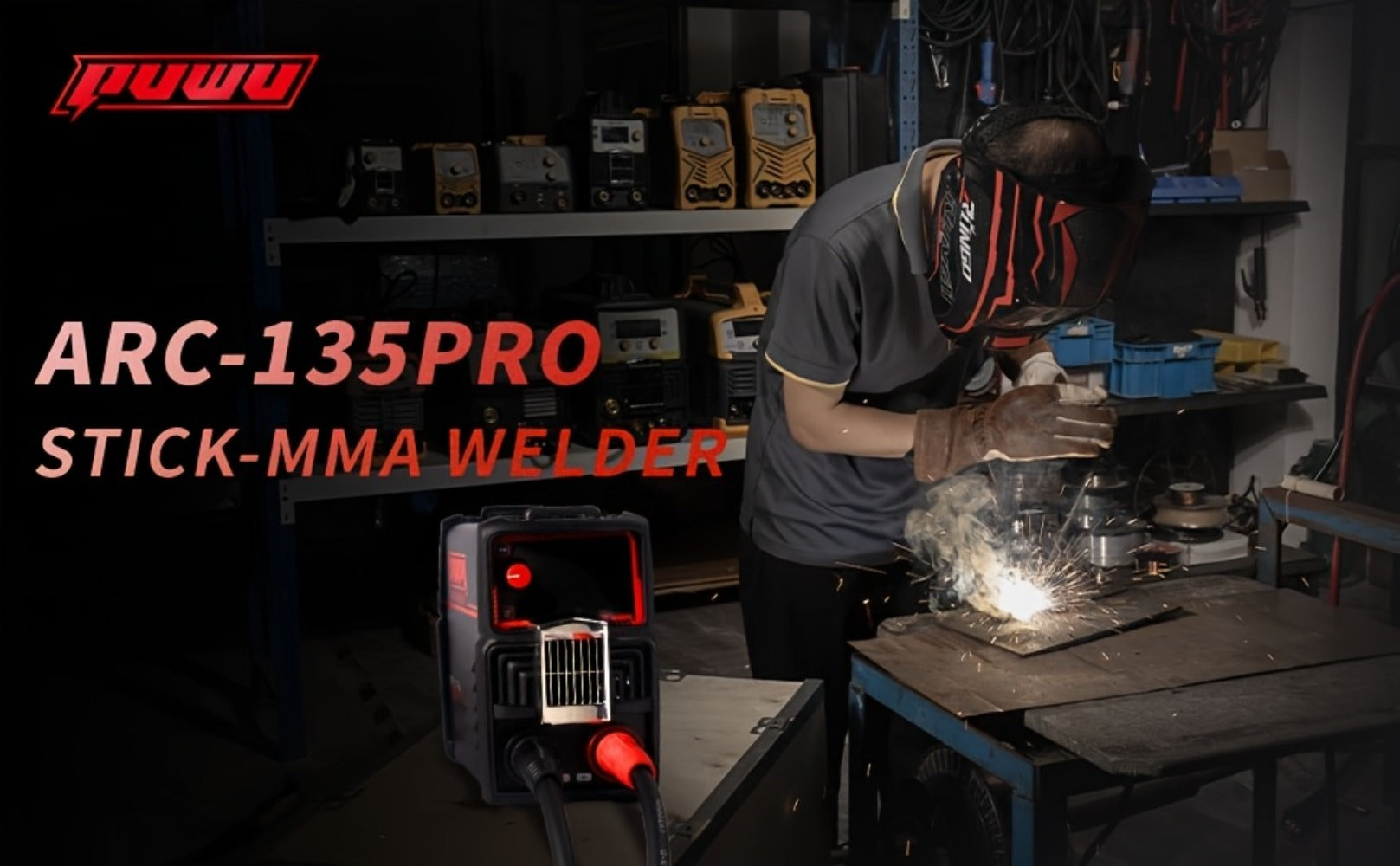 135A 110V MMA Arc Welder Stick Lift TIG 2-in-1 DC Inverter Welder LCD Digital Display Hot Start Thermal Protection Portable Welding Machine