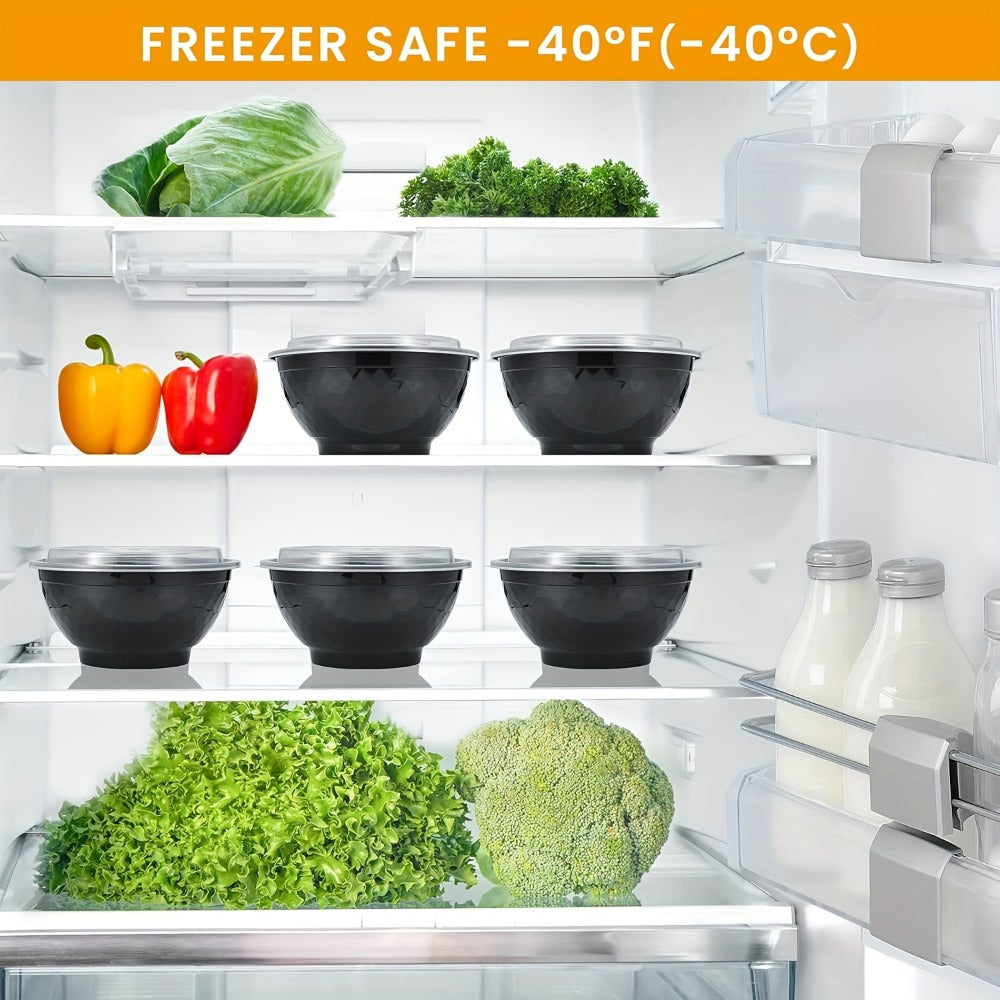 Salad Bowls with Lids 36oz Black Diamond Shape Disposable Leak-Proof Food Storage Containers Plastic Lunch Boxes for Restaurant Takeout Meal Prep 20 to 150 Sets