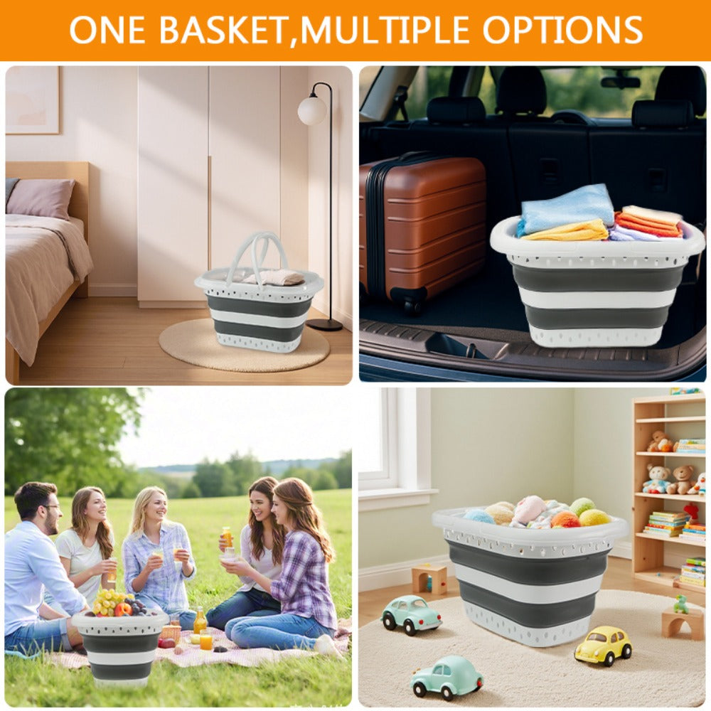 Collapsible Laundry Basket 16 Gallon with Handles ¨C Foldable Plastic Laundry Hamper, Space-Saving Portable Dirty Clothes Basket for Bathroom, Bedroom & Laundry Room