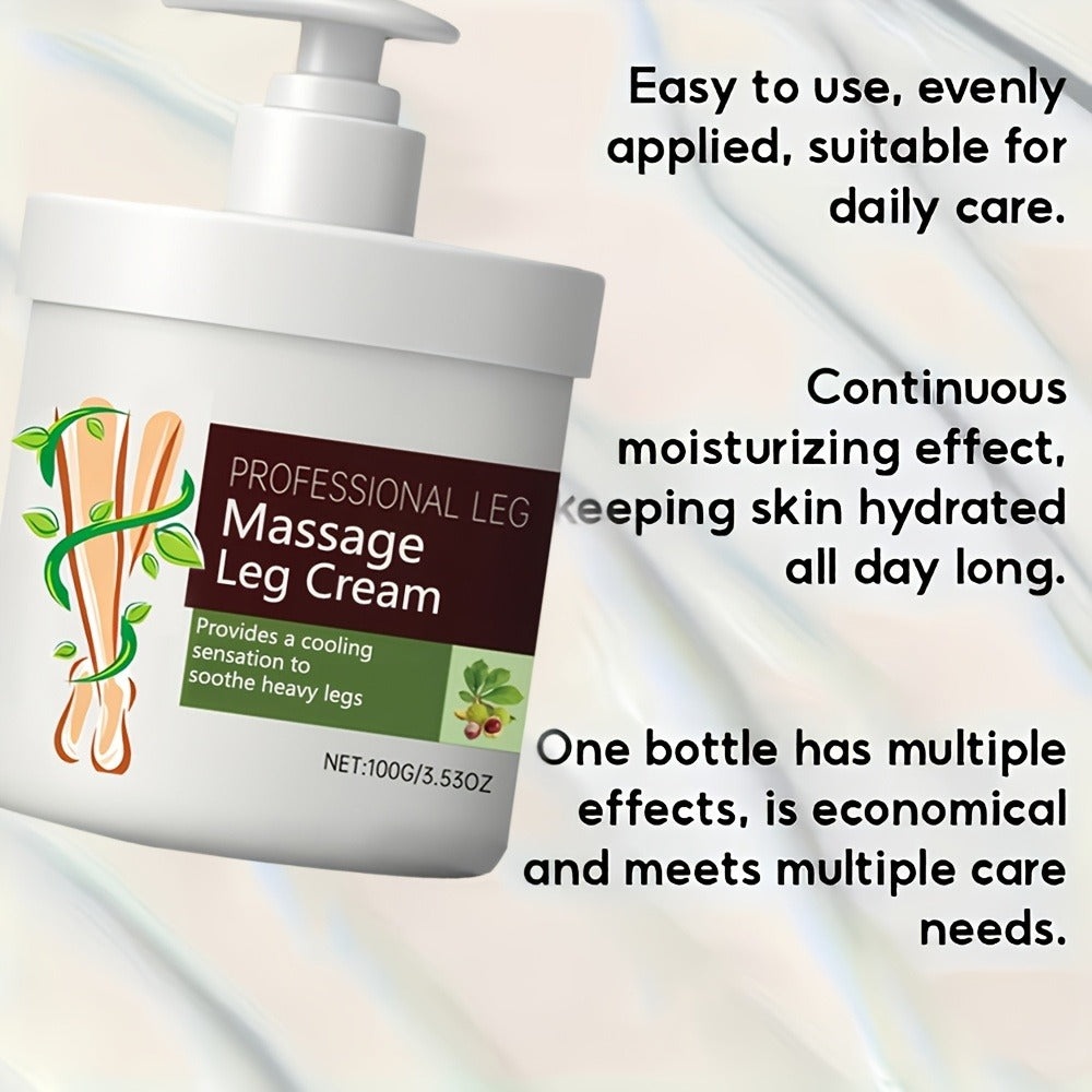 Leg Massage Cream with Snakehead & Bee Venom ¨C Multi-Functional Relief, Long-Lasting Moisture, Lightweight Non-Greasy Formula | Gentle for Sensitive Skin | Muscle & Posture Support | 100G