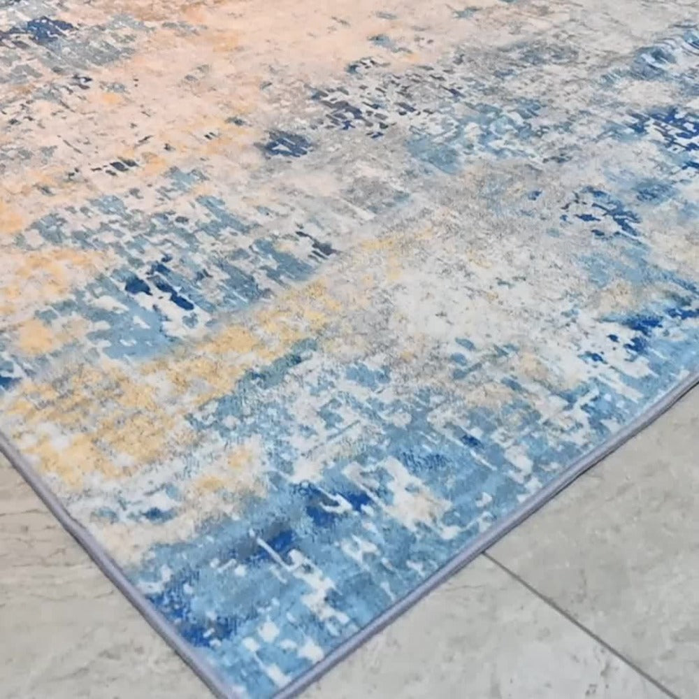Moroccan Boho Area Rug Machine Washable Low Pile Soft Indoor Carpet for Living Room Bedroom Office Neutral Blue Brown Red Multi-Size