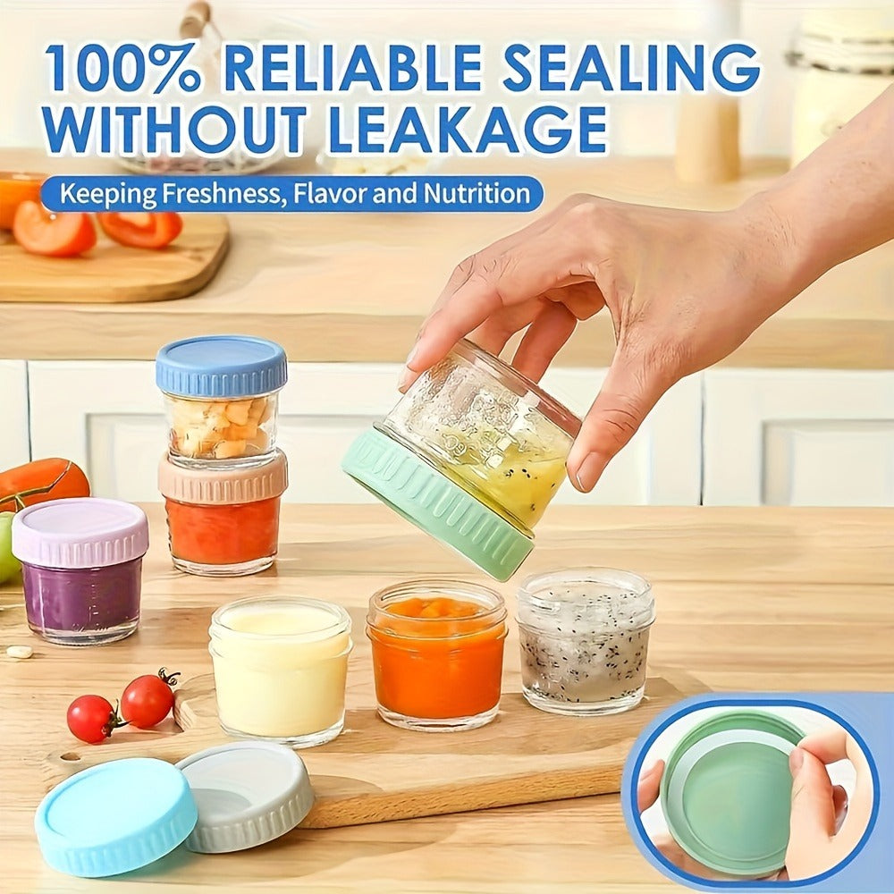 4oz Glass Food Storage Jars with Lids - 6pcs/10pcs Mini Mason Jars Microwave Dishwasher Freezer Safe for Jam Jelly Honey Spice Pickling Dessert Baby Food