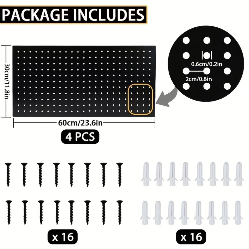 Metal Pegboard Wall Panels Garage Tool Storage Organizer Heavy Duty Steel Peg Board Wall Mounted Workshop Shed Craft Room 2 Pack 4 Pack