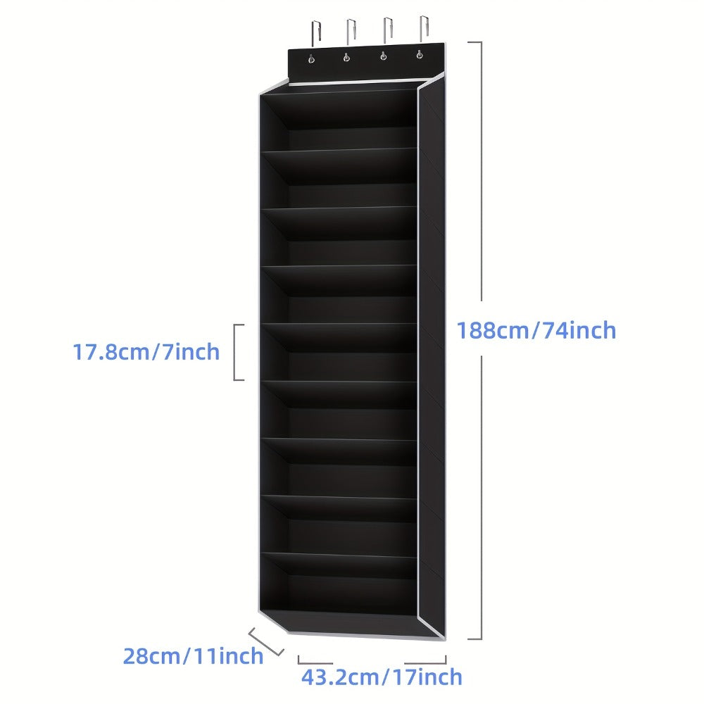 10-Tier Over-the-Door Shoe Rack Organizer with 4 Metal Hooks - Holds 20 Pairs, Large Capacity Hanging Shoe Storage