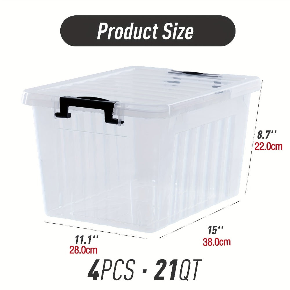 Clear Plastic Storage Bins with Lids 6 Pack Stackable Storage Containers with Snap-Tight Locks for Home, Office, Garage & Basement ¨C 17QT or 21QT, BPA-Free